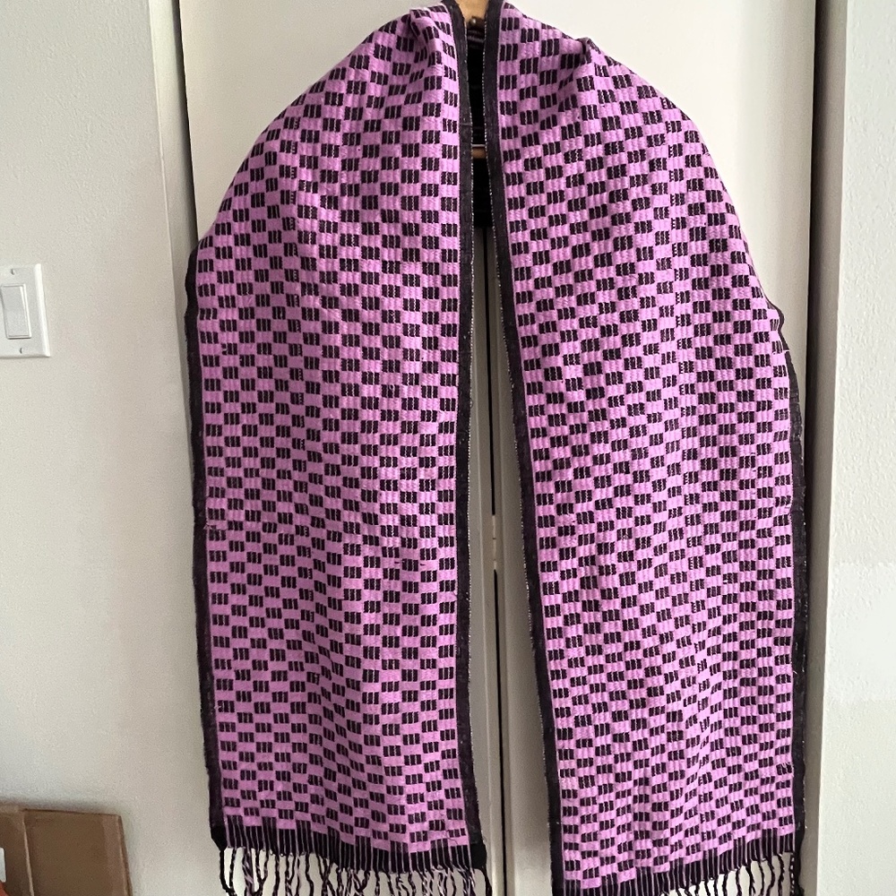 Pink magenta black checkered scarf